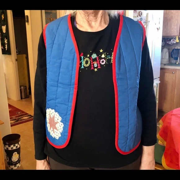 BOHO CHIC Vintage Hand Quilted Stars & Hearts Vest - Picture 2 of 6